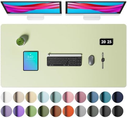 Aothia Faux Leather Desk Mat – Large Mouse Pad, Non-Slip PU Leather Blotter, Waterproof Writing Surface for Office and Home (Grass Green, 47.2" x 23.6")