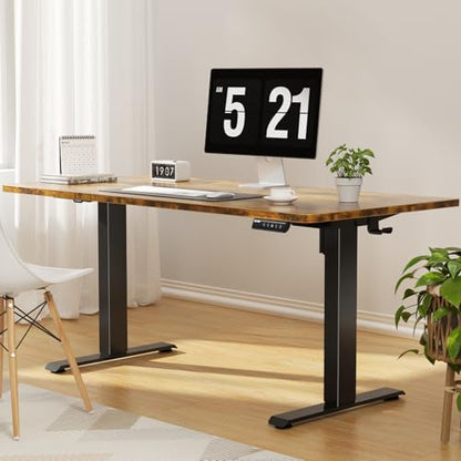 Veken 55" Super Large Standing Desk, Electric Height Adjustable, Brown