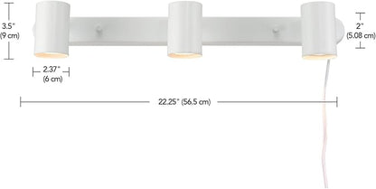 GLOBE Electric 60024 3-Light Plug-in Track Lighting, Adjustable Heads, Matte White Finish, 22-inch, GU10 Base, 15-Foot Cord with in-Line Switch, Modern Ceiling Light for Apartments and Rentals