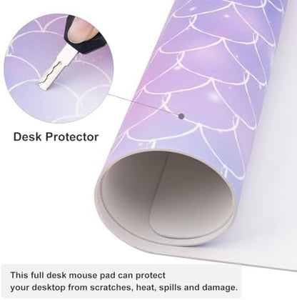 QiyI PU Leather Large Mouse Pad, 31.5" x 15.7", Gradient Fish Scales