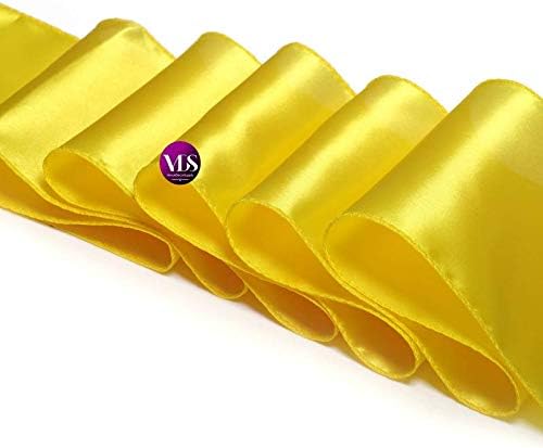 VDS Satin Chair Sashes Chair Cover Back Tie Sateen Bows Ribbon for Wedding Birthday Graduation Engagement Ceremony Event Party Banquet Venue Hotel All Dining Chair Decoration (125PC) (Yellow)