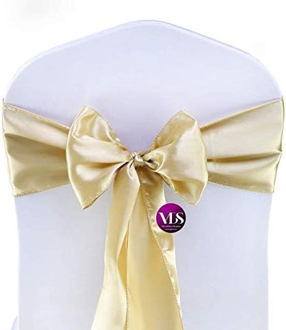 VDS Satin Chair Sashes Chair Cover Back Tie Sateen Bows Ribbon for Wedding Birthday Graduation Engagement Ceremony Event Party Banquet Venue Hotel All Dining Chair Decoration (250PC) (Champagne)