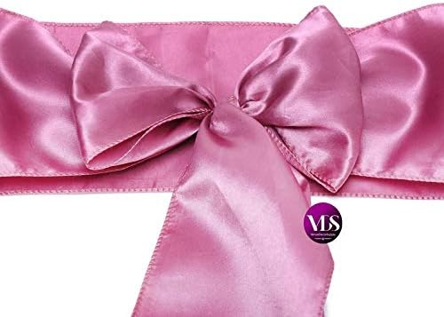 VDS Satin Chair Sashes Chair Cover Back Tie Sateen Bows Ribbon for Wedding Birthday Graduation Engagement Ceremony Event Party Banquet Venue Hotel All Dining Chair Decoration (125PC) (Dusty Pink)