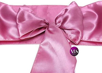 VDS Satin Chair Sashes Chair Cover Back Tie Sateen Bows Ribbon for Wedding Birthday Graduation Engagement Ceremony Event Party Banquet Venue Hotel All Dining Chair Decoration (50PC) (Dusty Pink)