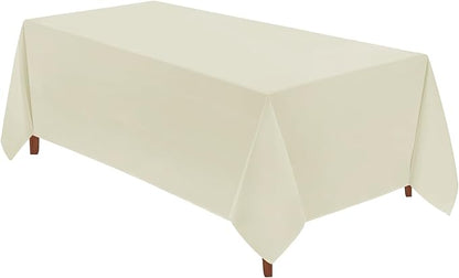 VidaFete 1 Pack Tablecloth 90 * 132inch Rectangle Table Cloth Polyester, Stain Wrinkle Resistant Polyester Dining Table Cover for Kitchen Dinning Party Wedding Tabletop Buffet Decoration(Ivory)
