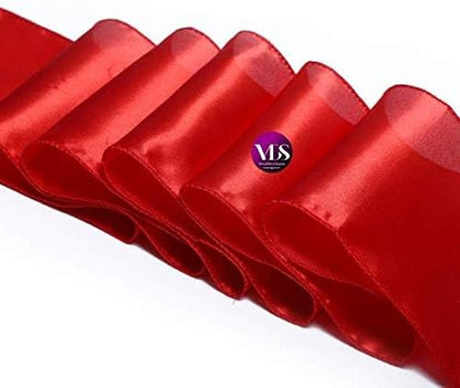 VDS Satin Chair Sashes Chair Cover Back Tie Sateen Bows Ribbon for Wedding Birthday Graduation Engagement Ceremony Event Party Banquet Venue Hotel All Dining Chair Decoration (50PC) (Red)