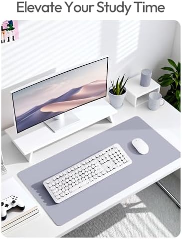 YSAGi Leather Desk Pad Protector, Office Desk Mat, Large Mouse Pad, Non-Slip PU Leather Desk Blotter, Laptop Desk Pad, Waterproof Desk Writing Pad for Office and Home (Soft Lavender, 23.6" x 13.8")