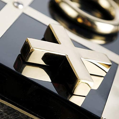 Modern Tic Tac Toe for Home Decoration, Gold and Black Hand Crafted with Black Wood and Gold Color Stainless Steel, Decorative Tic Tac Toe, Table Top Decoration, X/O Board