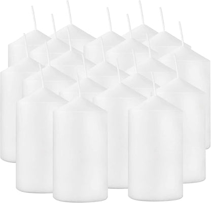 2x4 High White Pillar Candles, Set of 20, Unscented. Bulk Buy. Ideal for Wedding, Emergency Lanterns, Spa, Aromatherapy, Party