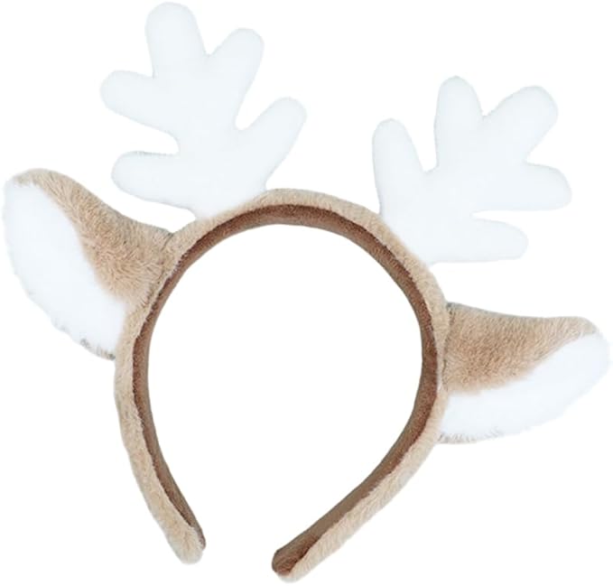Deer Antlers Headband, Fluffy Realistic Animal Ears Headbands, Reindeer Antlers Headbands Cosplay Costume for Christmas