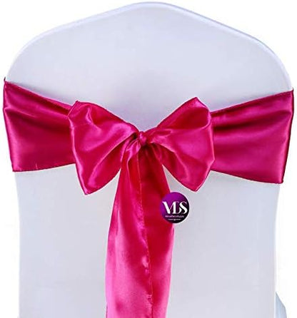 VDS Satin Chair Sashes Chair Cover Back Tie Sateen Bows Ribbon for Wedding Birthday Graduation Engagement Ceremony Event Party Banquet Venue Hotel All Dining Chair Decoration (125PC) (Magenta)