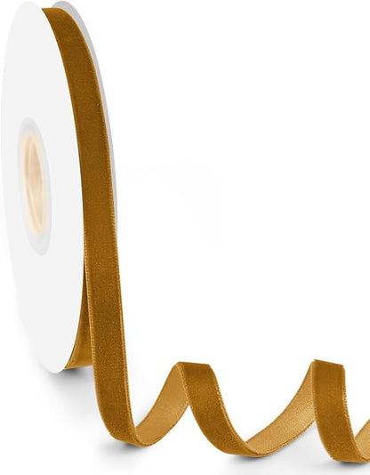 3/8" Wide Velvet Ribbon, 10 Yards - Brown Velvet Ribbon on Spool for Crafts, Gift Wrapping, DIY, Hair Bows, Wedding Invitations, Parties, Valentine's Day, and Christmas