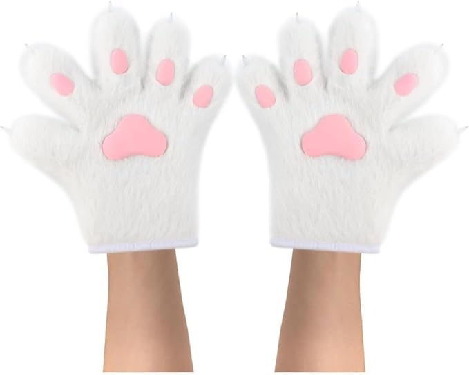 Faux fur wolf paw gloves with non-slip cat pad three-piece set, suitable for cosplay, Christmas, and Halloween party costumes