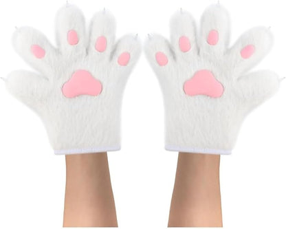 Faux fur wolf paw gloves with non-slip cat pad three-piece set, suitable for cosplay, Christmas, and Halloween party costumes