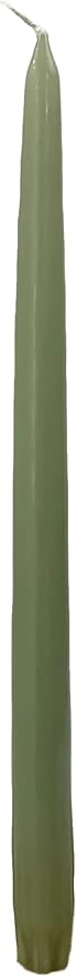 D'light Online Elegant 12" Olive Green Taper Candles Premium Quality Candles, Unscented, Hand-Dipped, Dripless and Smokeless Taper Candles - Individually Wrapped (12 Inch, Basil)