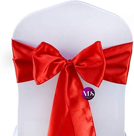 VDS Satin Chair Sashes Chair Cover Back Tie Sateen Bows Ribbon for Wedding Birthday Graduation Engagement Ceremony Event Party Banquet Venue Hotel All Dining Chair Decoration (250PC) (Red)