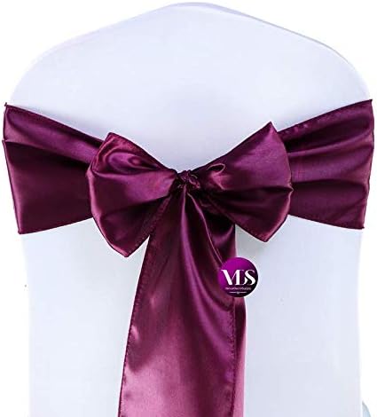 VDS Satin Chair Sashes Chair Cover Back Tie Sateen Bows Ribbon for Wedding Birthday Graduation Engagement Ceremony Event Party Banquet Venue Hotel All Dining Chair Decoration (150PC) (Eggplant)
