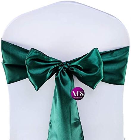 VDS Satin Chair Sashes Chair Cover Back Tie Sateen Bows Ribbon for Wedding Birthday Graduation Engagement Ceremony Event Party Banquet Venue Hotel All Dining Chair Decoration (200PC) (Hunter Green)