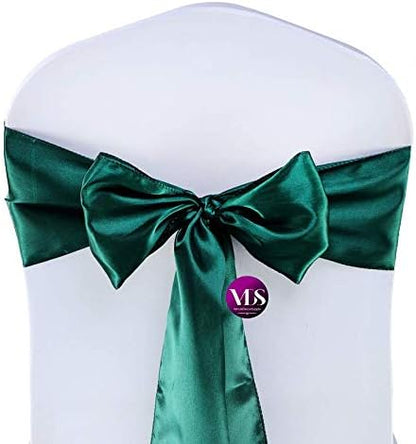 VDS Satin Chair Sashes Chair Cover Back Tie Sateen Bows Ribbon for Wedding Birthday Graduation Engagement Ceremony Event Party Banquet Venue Hotel All Dining Chair Decoration (150PC) (Hunter Green)