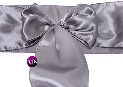 VDS Satin Chair Sashes Chair Cover Back Tie Sateen Bows Ribbon for Wedding Birthday Graduation Engagement Ceremony Event Party Banquet Venue Hotel All Dining Chair Decoration (250PC) (Silver Grey)