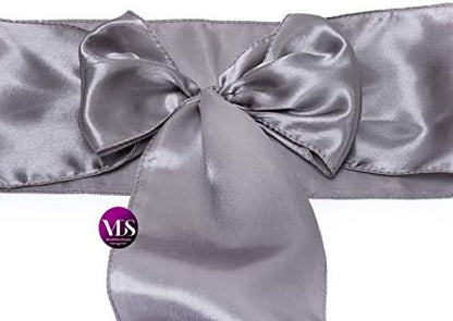 VDS Satin Chair Sashes Chair Cover Back Tie Sateen Bows Ribbon for Wedding Birthday Graduation Engagement Ceremony Event Party Banquet Venue Hotel All Dining Chair Decoration (250PC) (Silver Grey)
