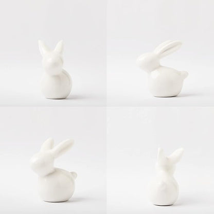 GOODSTART Ceramic Rabbit Ceramic Bunny Figurine Porcelain Modern Art Home Decor, A Set of 2 Rabbit Decor, Easter Bunny Rabbits, Easter Decorations for Home