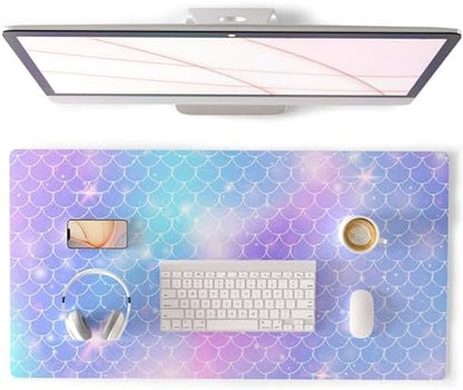 QiyI PU Leather Large Mouse Pad, 31.5" x 15.7", Gradient Fish Scales