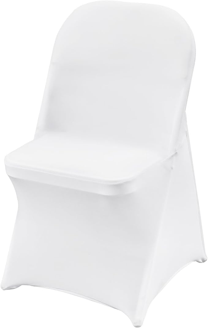 VEVOR Stretch Spandex Folding Chair Covers, Universal Fitted Chair Cover, Removable Washable Protective Slipcovers, for Wedding, Holiday, Banquet, Party, Celebration, Dining (50PCS White)