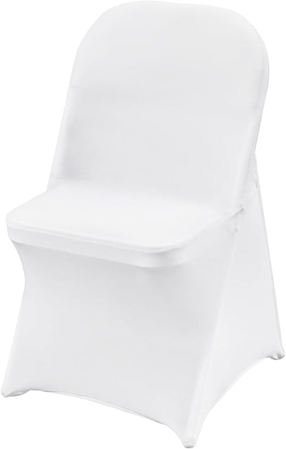 VEVOR Stretch Spandex Folding Chair Covers, Universal Fitted Chair Cover, Removable Washable Protective Slipcovers, for Wedding, Holiday, Banquet, Party, Celebration, Dining (50PCS White)