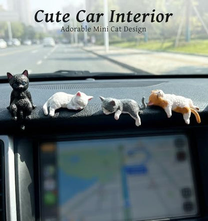 10 Pcs Cat Computer Monitor Decor, Mini Little Cats for Computer Monitor Resin Figurines, Cute Dashboard & Desk Decorations (3.9 x 2.3 in)