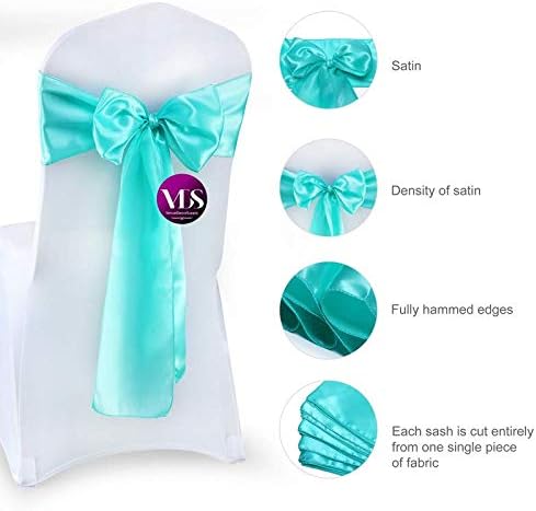 VDS Satin Chair Sashes Chair Cover Back Tie Sateen Bows Ribbon for Wedding Birthday Graduation Engagement Ceremony Event Party Banquet Venue Hotel All Dining Chair Decoration (50PC) (Sea Green)