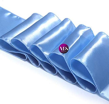 VDS Satin Chair Sashes Chair Cover Back Tie Sateen Bows Ribbon for Wedding Birthday Graduation Engagement Ceremony Event Party Banquet Venue Hotel All Dining Chair Decoration (250PC) (Baby Blue)