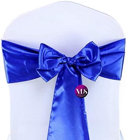 VDS Satin Chair Sashes Chair Cover Back Tie Sateen Bows Ribbon for Wedding Birthday Graduation Engagement Ceremony Event Party Banquet Venue Hotel All Dining Chair Decoration (25PC) (Royal Blue)