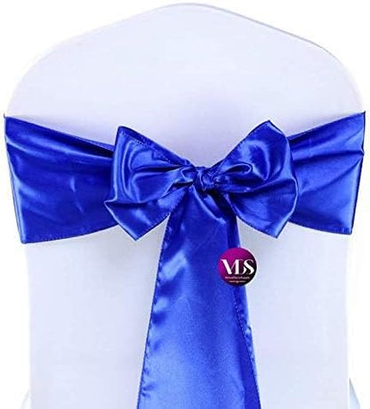 VDS Satin Chair Sashes Chair Cover Back Tie Sateen Bows Ribbon for Wedding Birthday Graduation Engagement Ceremony Event Party Banquet Venue Hotel All Dining Chair Decoration (25PC) (Royal Blue)