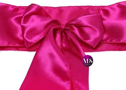 VDS Satin Chair Sashes Chair Cover Back Tie Sateen Bows Ribbon for Wedding Birthday Graduation Engagement Ceremony Event Party Banquet Venue Hotel All Dining Chair Decoration (100PC) (Magenta)
