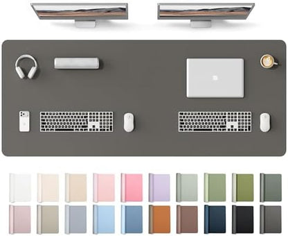 YSAGi Leather Desk Protector, Office Mat, Large Mouse Mat, Non-Slip PU Leather Blotter, Laptop Desk Mat, Waterproof Writing Pad for Office and Home(Dark Grey, 63" x 24")