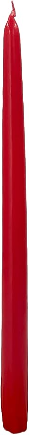 D'light Online Elegant 10" Red Taper Candles, Premium Quality Hand-Dipped Tapered Candles, Unscented, Smokeless, Dripless, Clean Burning Wax, Long Burning - Set of 12 (10 Inch, Red)
