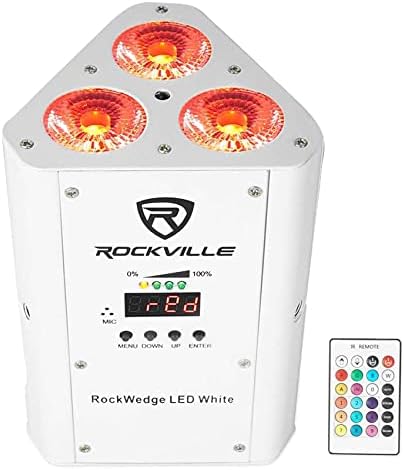 Rockville RockWedge LED 54W RGBWA+UV Rechargeable Wireless DMX Par Light, Battery-Powered, Remote Included, 16.7M Colors, Perfect for DJs and Event Lighting