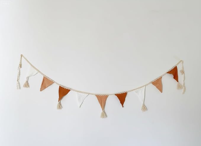 Multicolor Pennant Banner Flags, Boho Weddings Boho Birthday Party Decorations Light Brown Fabric, Wall Christmas Tree Decoration 9 Flags Helloween Day Christmas Party Nursery Playroom Decor