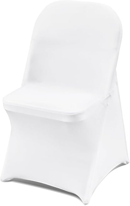 VEVOR White Stretch Spandex Chair Covers - 12 PCS, Folding Kitchen Chairs Cover, Universal Washable Slipcovers Protector, Removable Chair Seat Covers, for Wedding Party Dining Room Banquet Event