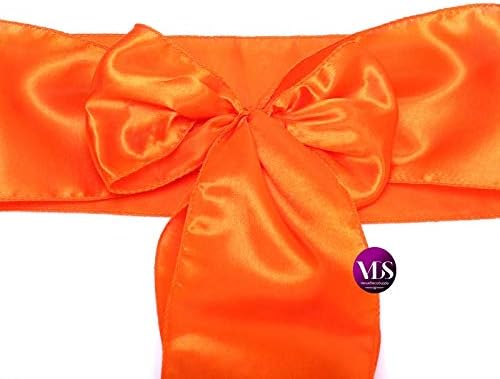 VDS Satin Chair Sashes Chair Cover Back Tie Sateen Bows Ribbon for Wedding Birthday Graduation Engagement Ceremony Event Party Banquet Venue Hotel All Dining Chair Decoration (100PC) (Orange)
