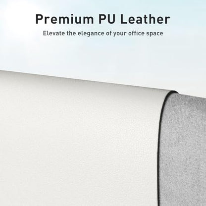 Aothia Faux Leather Desk Mat - Non-Slip PU Leather Desk Blotter, Waterproof Writing Surface, Large Desk Pad for Office & Home (Off-White, 55" x 24")