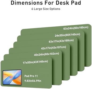 Aothia Faux Leather Desk Mat - Large Mouse Pad, Non-Slip PU Leather Blotter, Waterproof Writing Surface for Office and Home (Olive Green, 42" x 17")