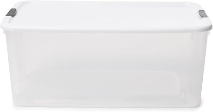 Sterilite 8-Pack Ultra Latching Box, Storage Bins with Lids, Clear Plastic, 116 Quart - Heavy-Duty Organizing Containers for Closet, Bathroom, and Office
