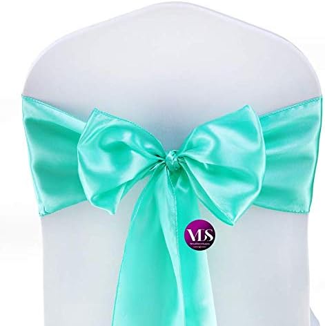 VDS Satin Chair Sashes Chair Cover Back Tie Sateen Bows Ribbon for Wedding Birthday Graduation Engagement Ceremony Event Party Banquet Venue Hotel All Dining Chair Decoration (250PC) (Sea Green)