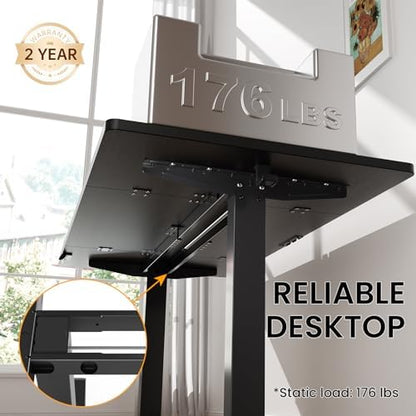 Veken 63"x28" Wider Large Standing Desk, Electric Height Adjustable, Black
