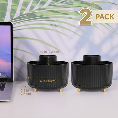 SKYDUE 2 Pack Pen Holder, 360 Degree Rotating Pencil Holder for Desk Organizer, Rotating Desktop Pen Organizer with 5 Slots, Office Supplies, Pencil Cup for Office, School, Home