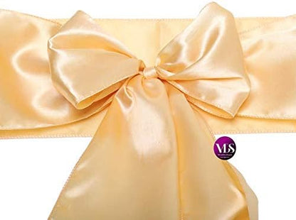 VDS Satin Chair Sashes Chair Cover Back Tie Sateen Bows Ribbon for Wedding Birthday Graduation Engagement Ceremony Event Party Banquet Venue Hotel All Dining Chair Decoration (50PC) (Beige)