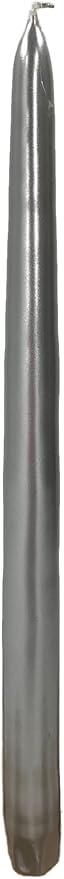 D'light Online Elegant 12" Unscented Metallic Silver Taper Candles, Premium Quality Hand-Dipped Tapered Candles, Dripless and Smokeless - Set of 12 (12 Inch, Metallic Silver)
