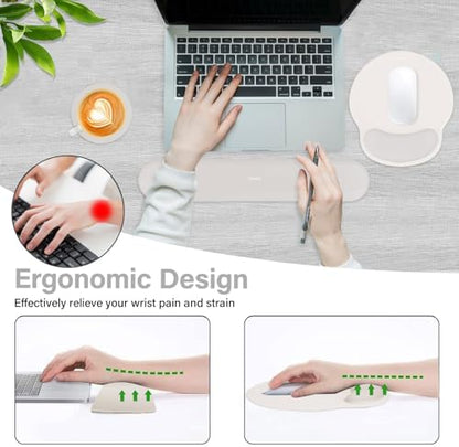 MOSISO Wrist Rest Support for Mouse Pad&Keyboard Set, Stone Gray